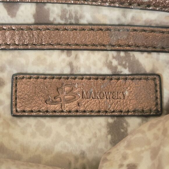 B MAKOWSKY Authentic Leather Metallic Coper/Bronze Braided Straps Shoulder Bag - Picture 10 of 15